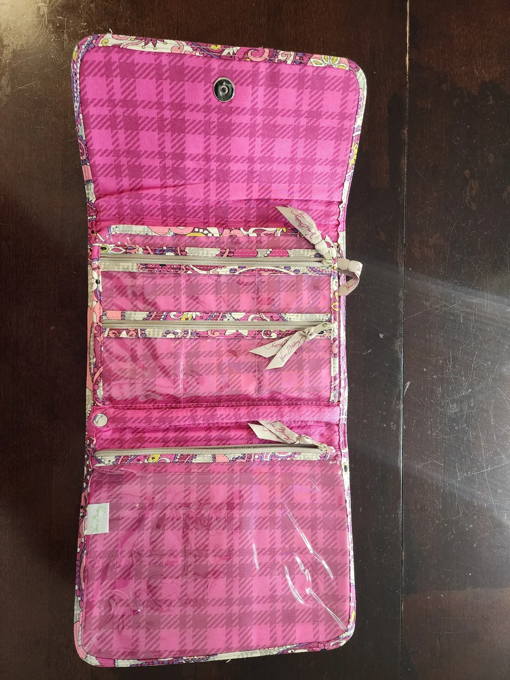 Vera Bradley Hot Pink Plaid Foldable Jewelry Case